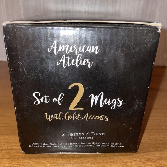 American Atelier Stoneware Coffee Mugs Mr And Mrs Pineapple Polka Dot Mugs NEW - Picture 8 of 16